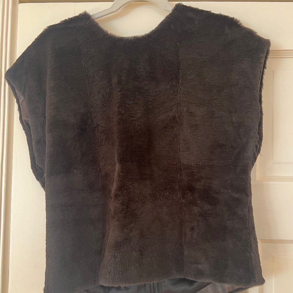 Jenni Kayne Rabbit Fur and Leather Shirt